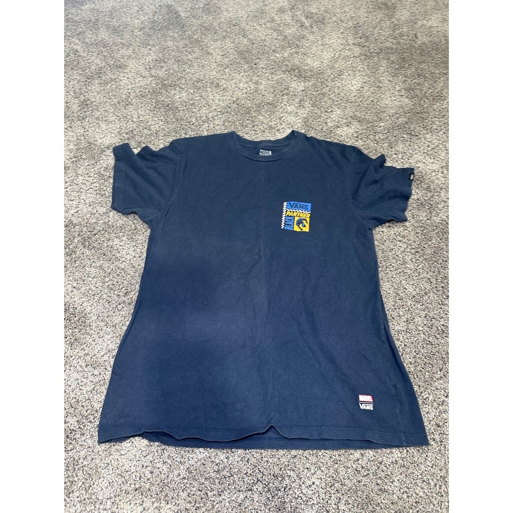 Vans x Marvel Black Panther T-Shirt Mens Medium Navy Blue Short Sleeve Graphic‎